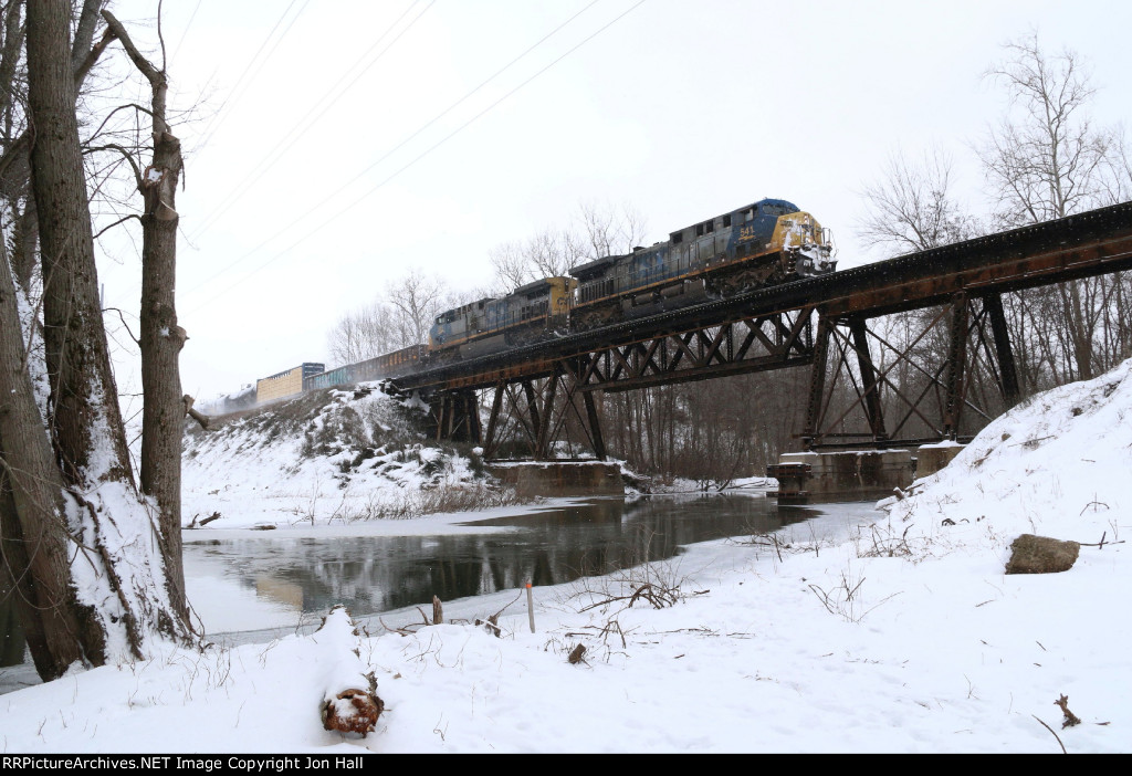 Q327 rolls over the Paw Paw River as it approaches the St Joseph area